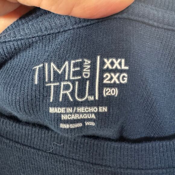 Time and Tru Womens Rib Knit Long Sleeve T Shirt Dark Blue XXL 20 - Picture 5 of 8